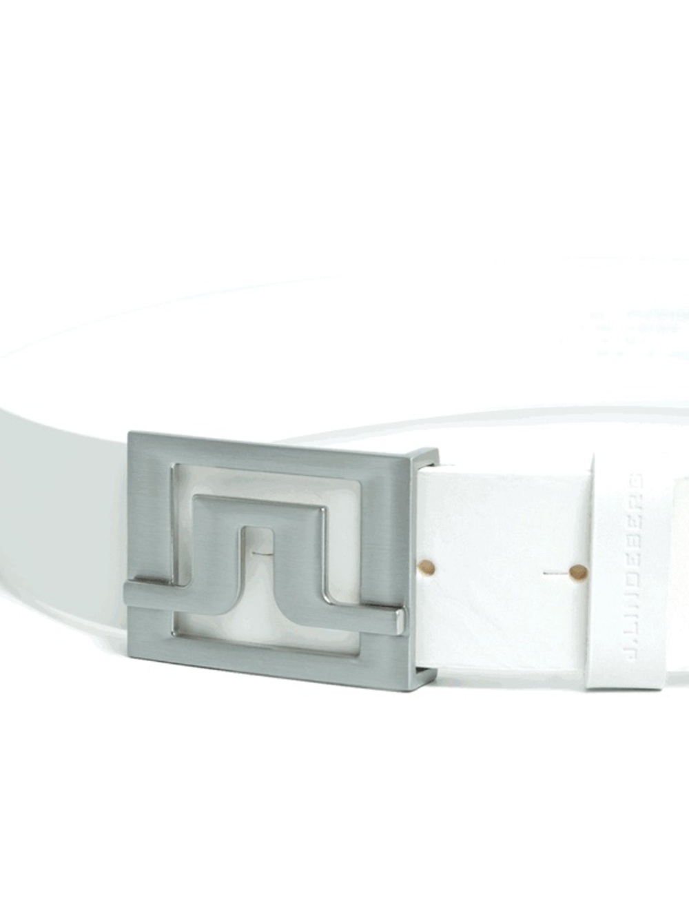 White Leather Men's Belt with Sculpted Silver Buckle